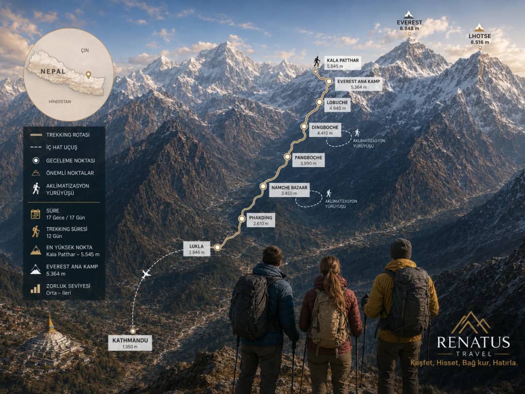 Everest Ana Kampı — rota haritası